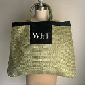 Green Straw Tote Bag “WET”